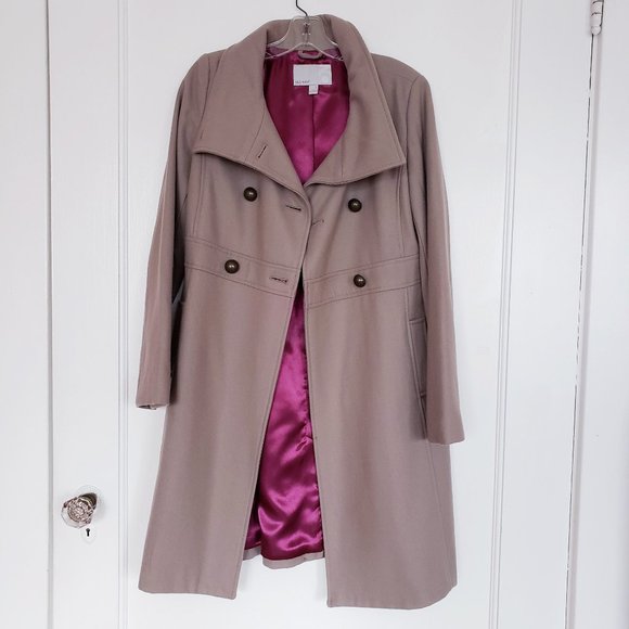 Old Navy Womens wool blend double-breasted mocha mauve gray peacoat lined size S - Picture 1 of 14